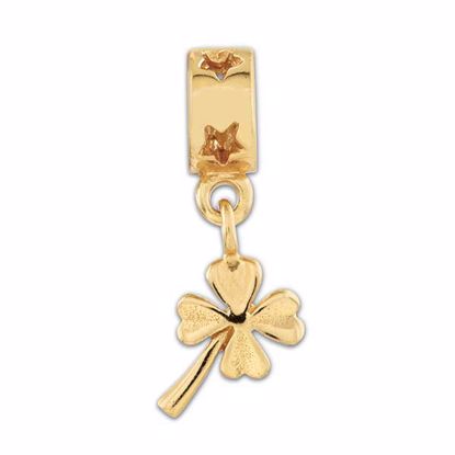 QRS1145GP Reflection Beads Sterling Silver Gold-plated Reflections 4-leaf Clover Dangle Bead