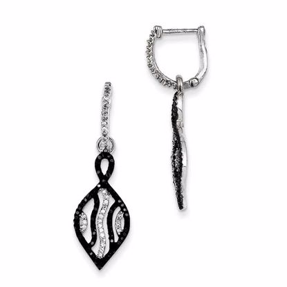 QE10918 Closeouts Sterling Silver Black and White Diamond Earrings