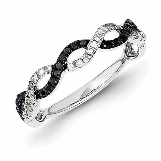 QR5435-6 White Night Sterling Silver Rhodium Plated Back & White Diamond Ring