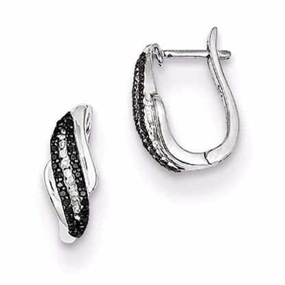 QE7847 White Night Sterling Silver Black and White Diamond Post Earrings
