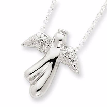 QG2054-18 Confirmation/Communion Sterling Silver Diamond Angel Necklace