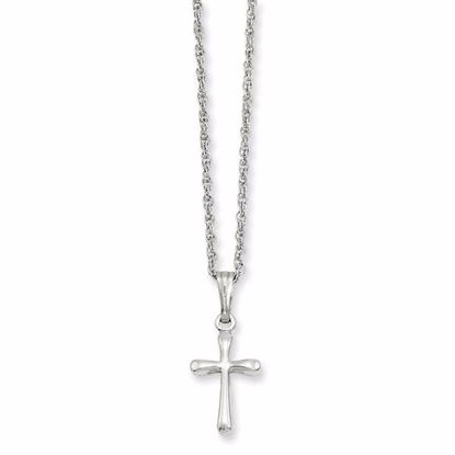 KW388-18 Kelly Waters 18in Rhodium-plated Small Plain Rounded Cross Necklace