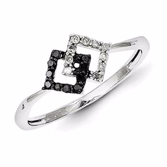 QR5404-6 White Night Sterling Silver w/ Black and White Diamond Ring