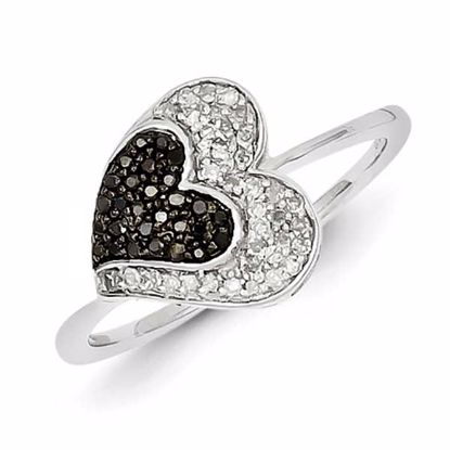 QR5334-8 White Night Sterling Silver Rhodium Plated Black & White Diamond Ring