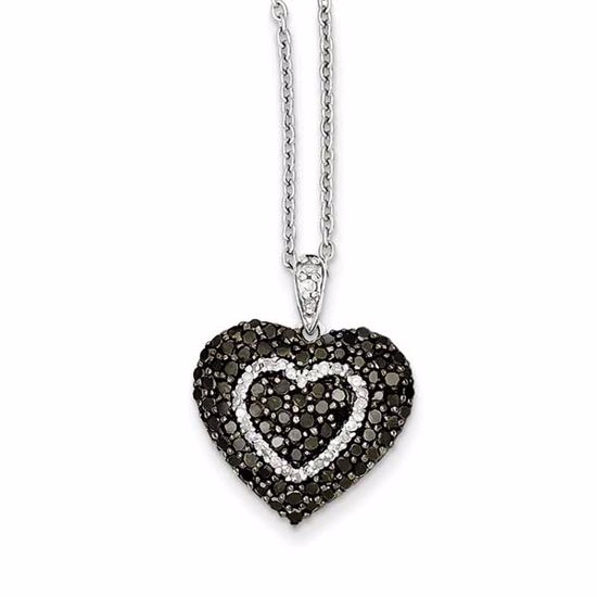 QP2169 White Night Sterling Silver Black & White Diamond Pendant