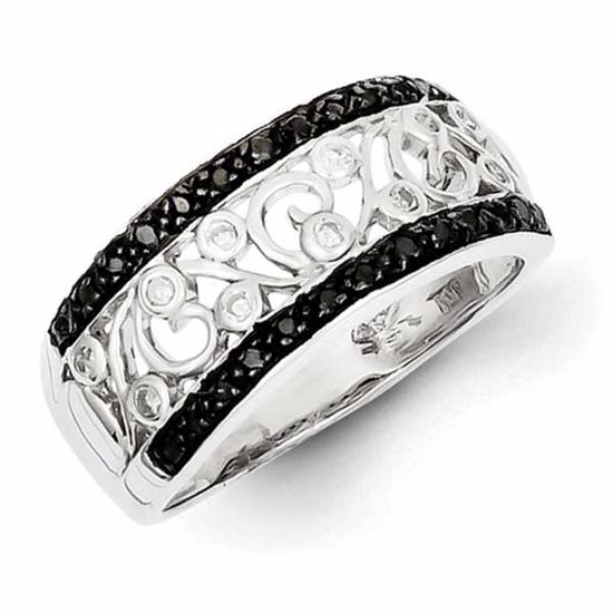 QR5425-8 White Night Sterling Silver Rhodium Plated Back & White Diamond Ring