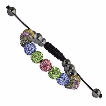 BF1425 Spotlight - Macrame Bracelets 10mm Multicolored Crystal & Hematite Beads Black Cord Bracelet