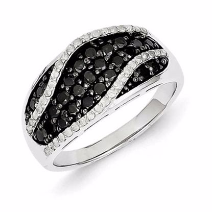 QR3324-6 White Night Sterling Silver Black & White Diamond Ring