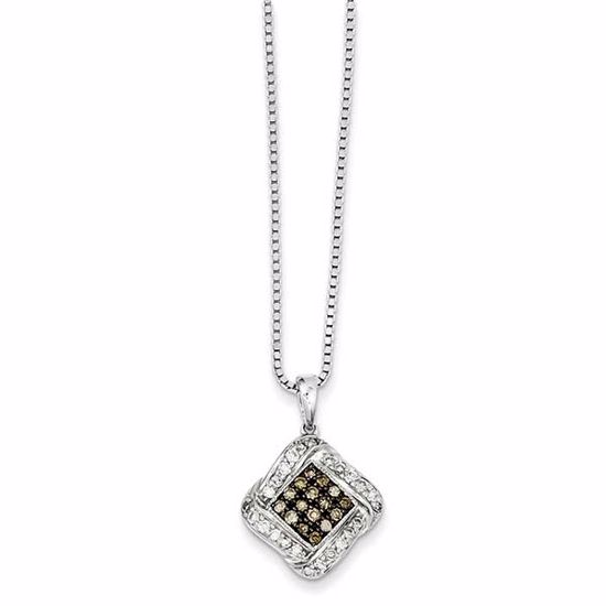 QP3624 White Night Sterling Silver Champagne Diamond & Diamond Shape Pendant