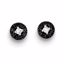 QE7836 White Night Sterling Silver Black and White Diamond Circle Post Earrings