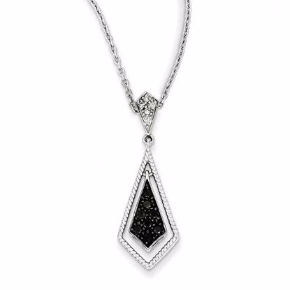 QP3837 White Night Sterling Silver Black Diamond Geometric Pendant