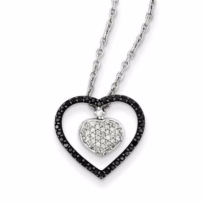 QP3749 Closeouts Sterling Silver Black & White Diamond Pendant Necklace