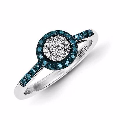 QR5213-8 Closeouts Sterling Silver Blue Diamond Small Circle Ring