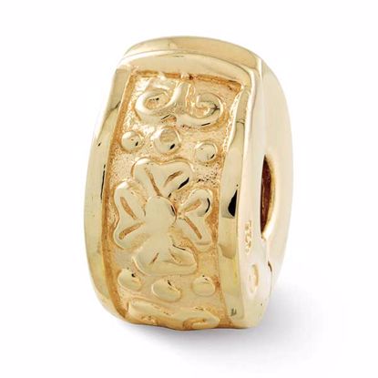 QRS109GP Reflection Beads Sterling Silver Gold-plated Reflections Hinged Floral Clip Bead