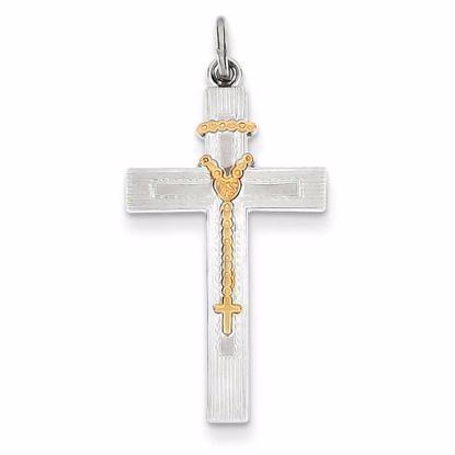 QC5833 Confirmation/Communion Sterling Silver & Vermeil Rosary Cross Pendant