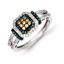 QR5156-7 White Night Sterling Silver White, Champagne & Blue Cluster Diamond Ring