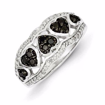 QR3335-7 White Night Sterling Silver Black & White Diamond Ring