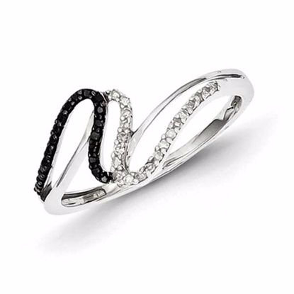 QR3342-7 White Night Sterling Silver Black & White Diamond Ring