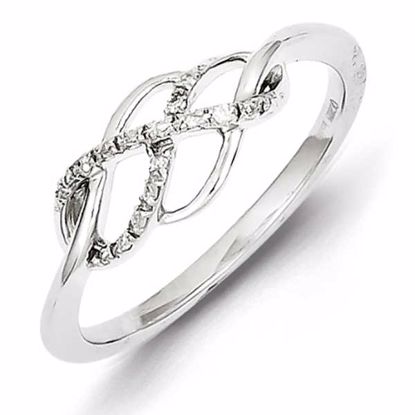 QR5718-7 Celtic Sterling Silver Diamond w/ Simple Twist Design Ring