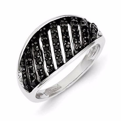 QR2967-6 White Night Sterling Silver Black & White Diamond Ring