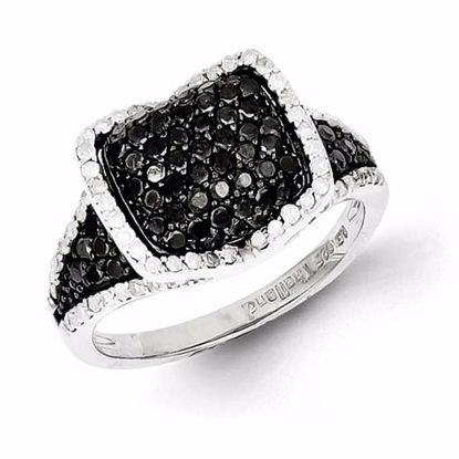 QR2963-7 White Night Sterling Silver Black & White Diamond Ring