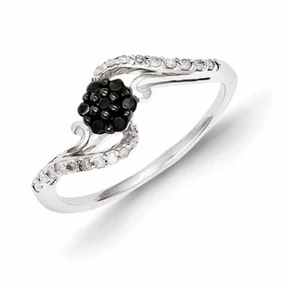 QR3332-7 White Night Sterling Silver Black & White Diamond Ring