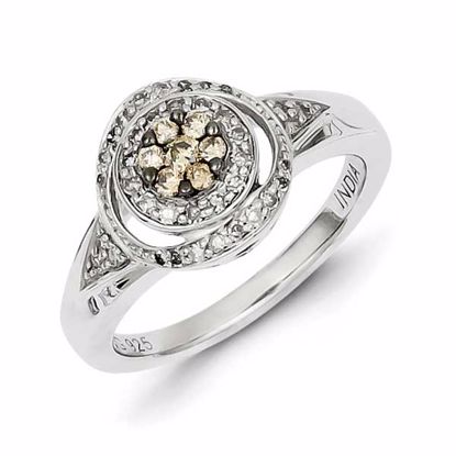 QR5135-7 White Night Sterling Silver Champagne Diamond Oval Ring