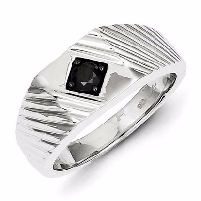 QR5537-10 White Night Sterling Silver Rhodium Plated Diamond Men's Ring