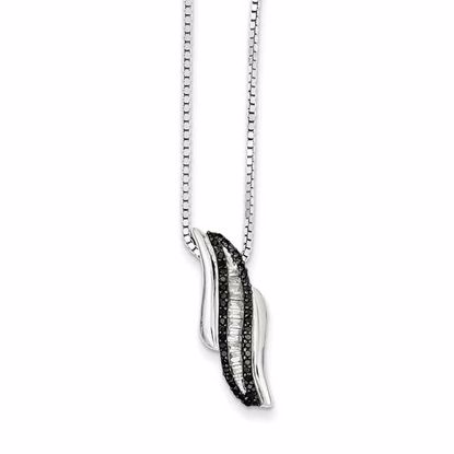 QP2292 White Night Sterling Silver Black and White Diamond Pendant Necklace