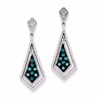 QE10814 White Night Sterling Silver Blue Diamond Geometric Post Earrings