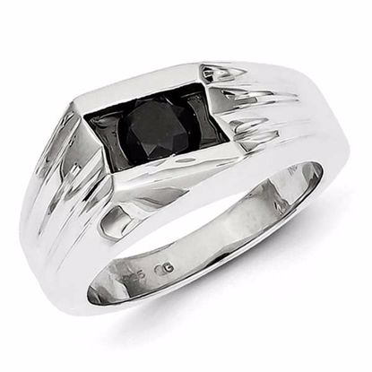 QR5530-10 White Night Sterling Silver Black Rhodium Black Diamond Mens Ring