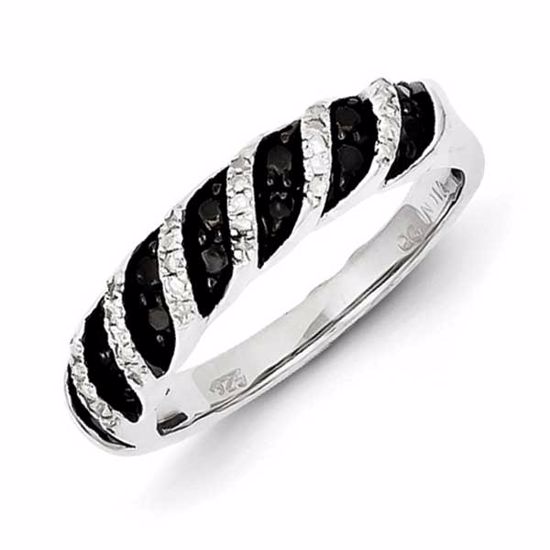 QR3254-6 White Night Sterling Silver Black and White Diamond Ring