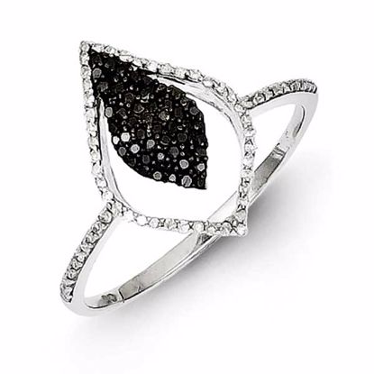 QR5441-8 White Night Sterling Silver Black and White Diamond Fashion Ring