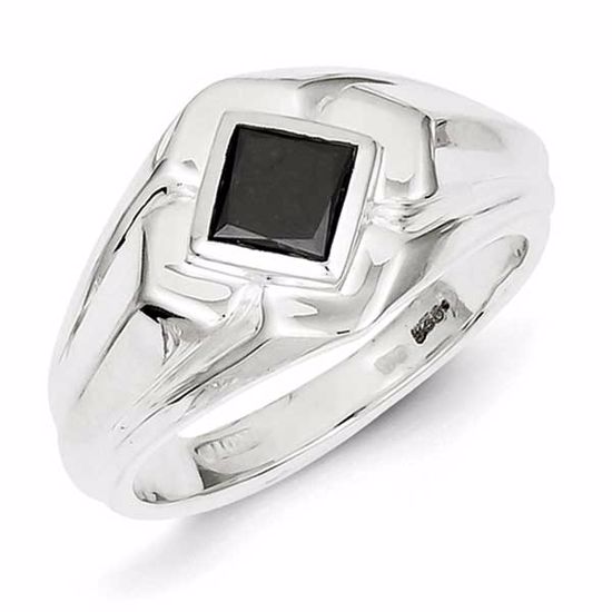 QR5498-9 Closeouts Sterling Silver Black Diamond Mens Ring