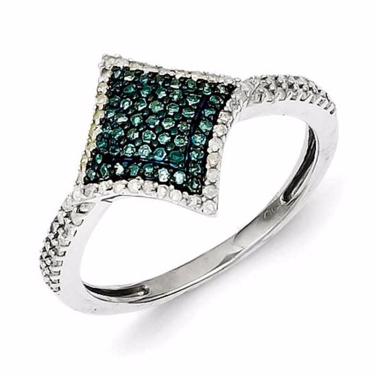 QR5234-6 White Night Sterling Silver Blue and White Diamond Ring