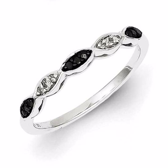 QR5393-6 White Night Sterling Silver Rhodium Plated Back & White Diamond Ring