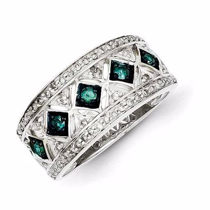 QR5246-7 White Night Sterling Silver Blue/White Diamond Ring