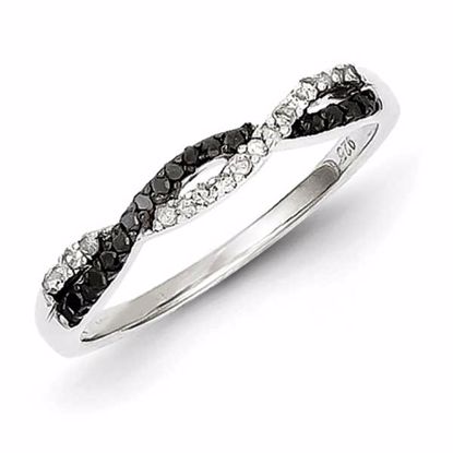 QR5433-7 White Night Sterling Silver Rhodium Plated Back & White Diamond Ring