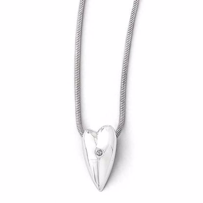 QW156-18 White Ice SS White Ice .01ct Diamond Heart Necklace