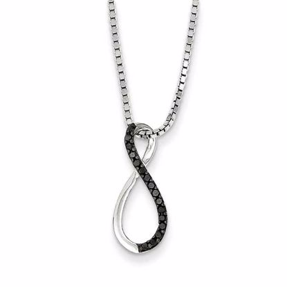 QP2377 White Night Sterling Silver Black Diamond Necklace