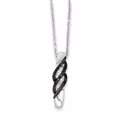 QP2293 White Night Sterling Silver Black and White Diamond Pendant Necklace