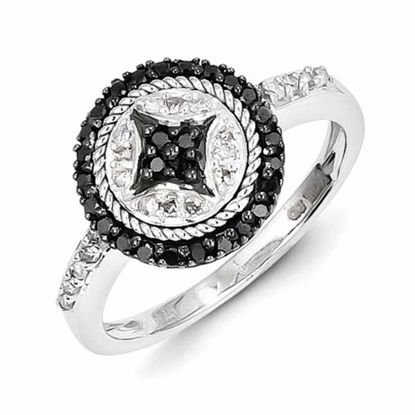 QR5383-6 Closeouts Sterling Silver Black & White Diamond Ring