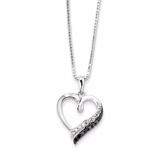 QP3761 White Night Sterling Silver Black & White Diamond Pendant