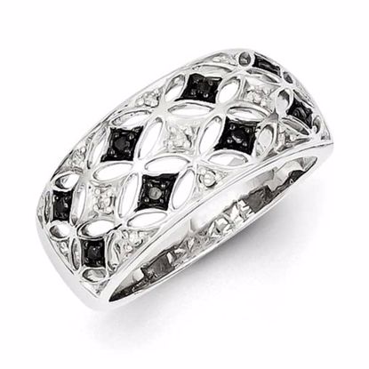 QR5398-6 White Night Sterling Silver Rhodium Plated Back & White Diamond Ring