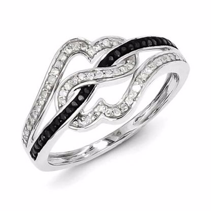 QR5356-8 White Night Sterling Silver Black and White Diamond Ring