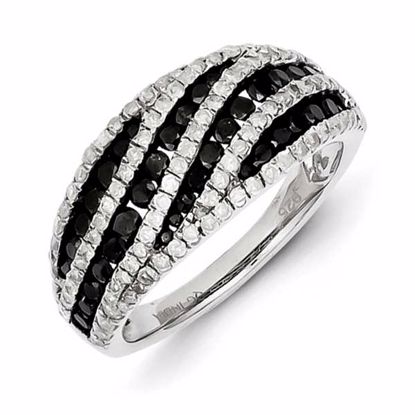 QR3240-7 White Night Sterling Silver Black and White Diamond Ring