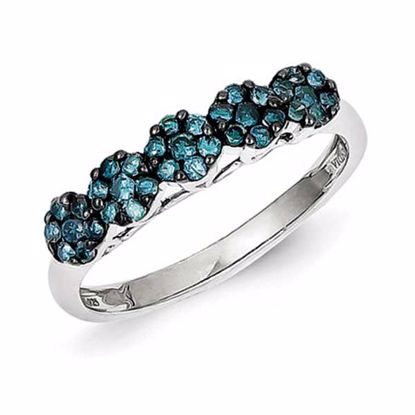 QR5268-6 White Night Sterling Silver Blue Diamond Ring