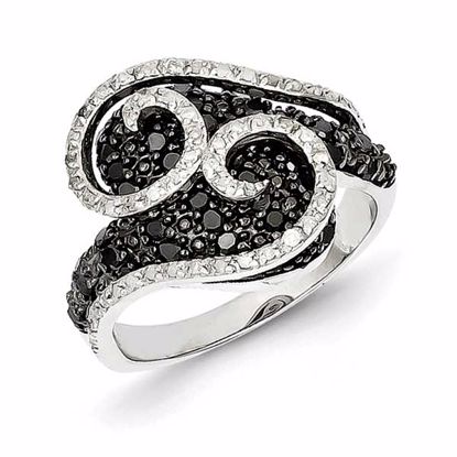 QR2977-6 White Night Sterling Silver Black & White Diamond Ring