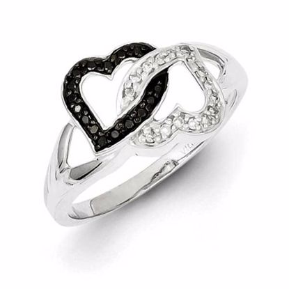 QR3341-7 White Night Sterling Silver Black & White Diamond Ring