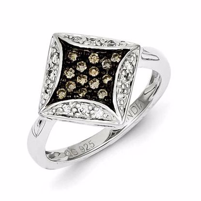 QR5132-8 White Night Sterling Silver Champagne Diamond & Diamond Shape Ring